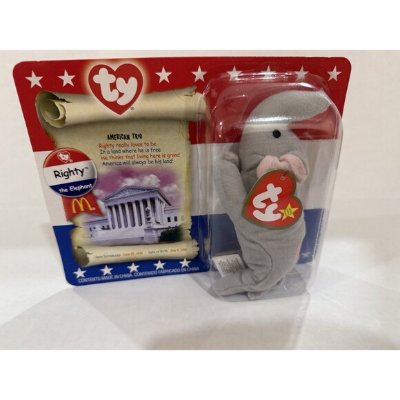 2000 McDonalds Ty Beanie Babies American Trio Lefty Righty & Libearty NEW - Picture 3 of 13